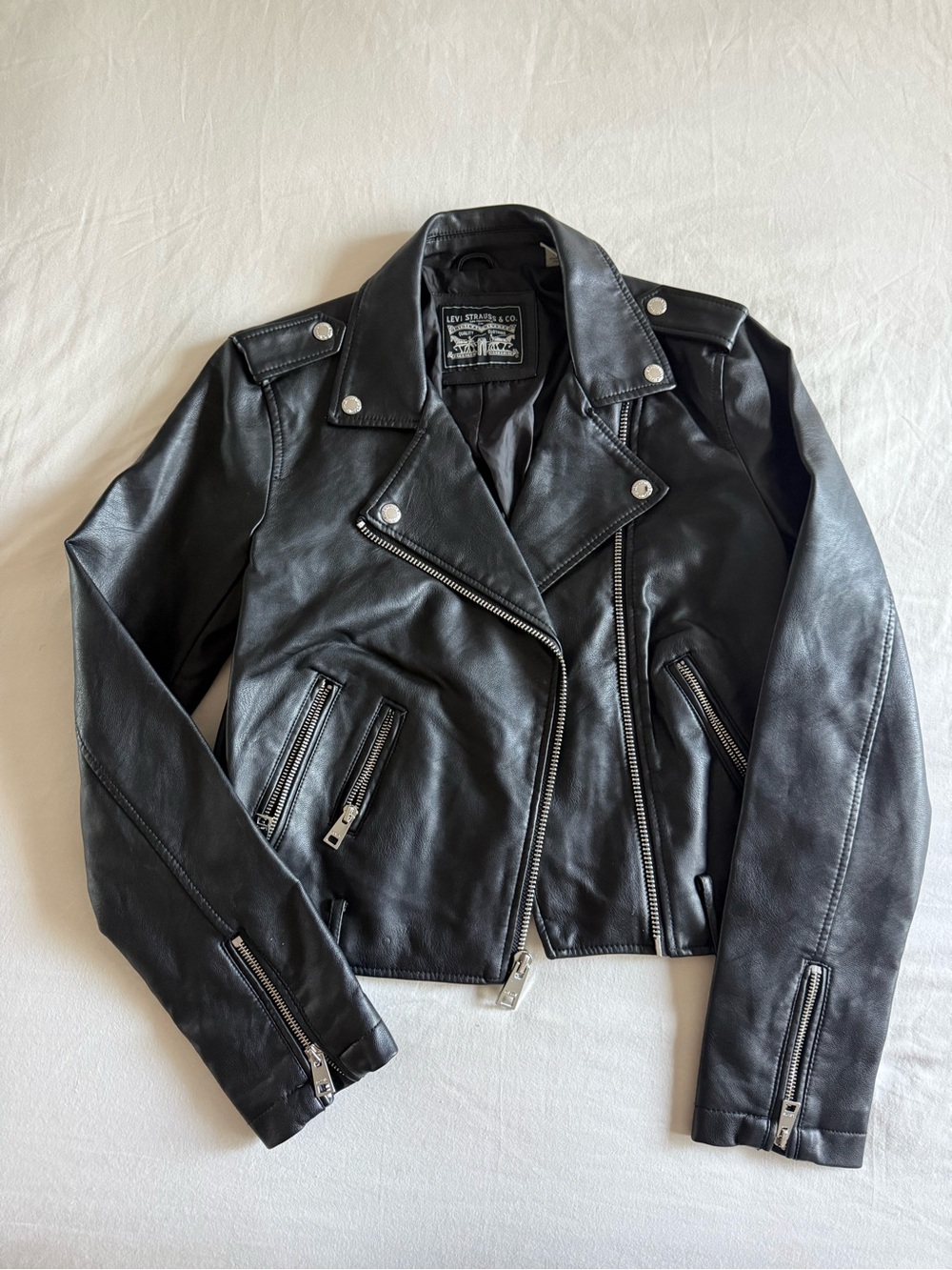 Levi's Black Leather Asymmetrical Moto Jacket